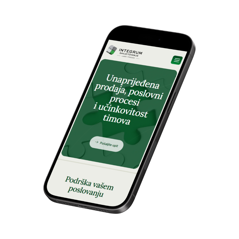 Web stranica Integrum Consultinga na mobitelu