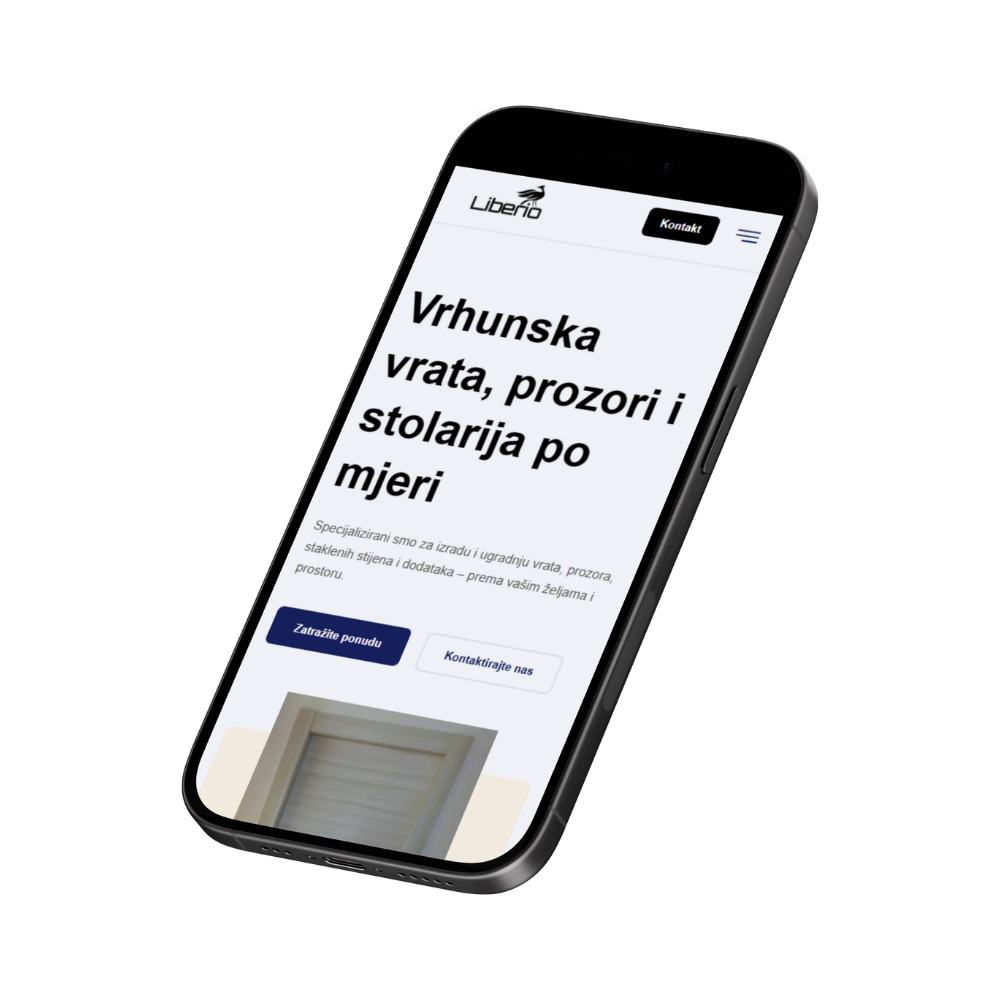 Web stranica Liberio Stolarije na mobitelu